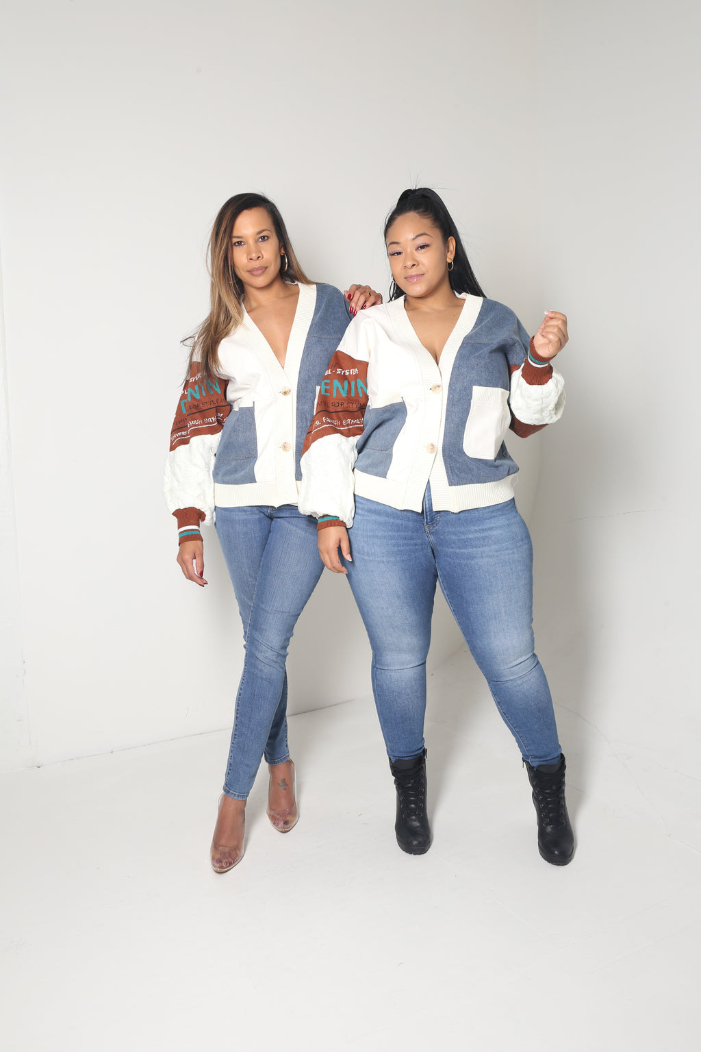 Graphic Denim Cardigan - MishMash Boutique