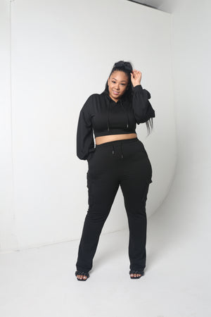 Crop Jogger Set | Black - MishMash Boutique