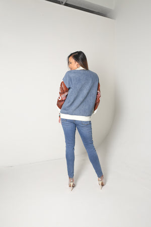 Graphic Denim Cardigan - MishMash Boutique