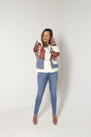 Graphic Denim Cardigan - MishMash Boutique