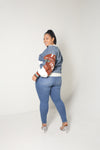 Graphic Denim Cardigan - MishMash Boutique