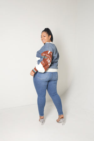 Graphic Denim Cardigan - MishMash Boutique