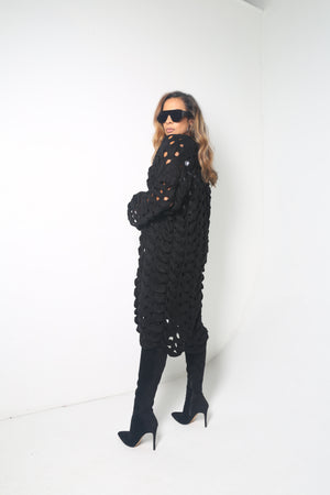 Waffle Cardigan | Black - MishMash Boutique