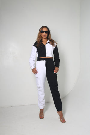 Two Tone Jogger Set | White - MishMash Boutique