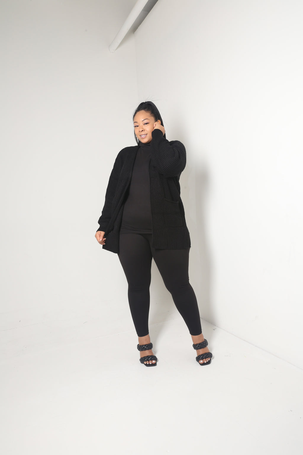 Waffle Cardigan | Black - MishMash Boutique