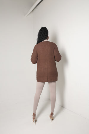 Waffle Cardigan | Brown