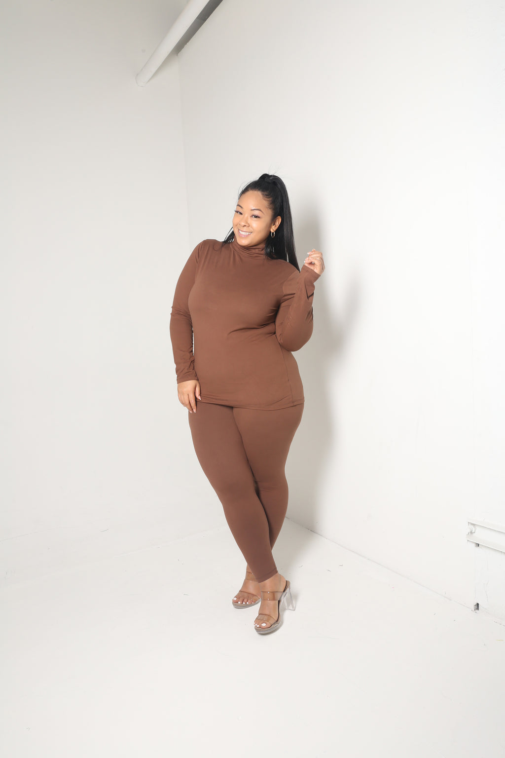 Mock Neck Legging Set | Brown - MishMash Boutique