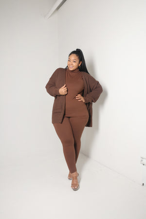 Waffle Cardigan | Brown