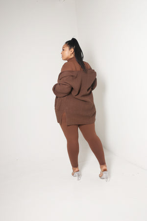 Waffle Cardigan | Brown