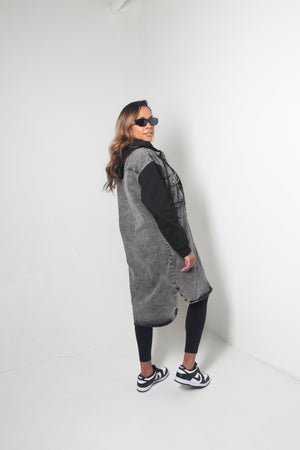 Hooded Denim Jacket | Black - MishMash Boutique