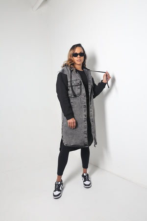 Hooded Denim Jacket | Black - MishMash Boutique
