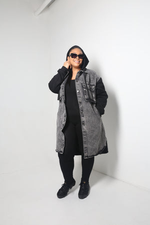 Hooded Denim Jacket | Black - MishMash Boutique