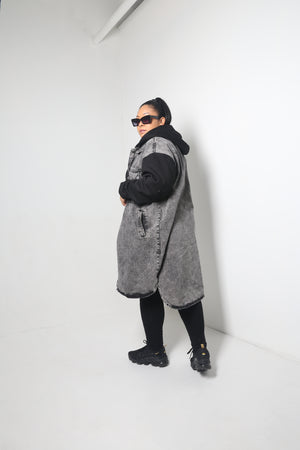 Hooded Denim Jacket | Black - MishMash Boutique