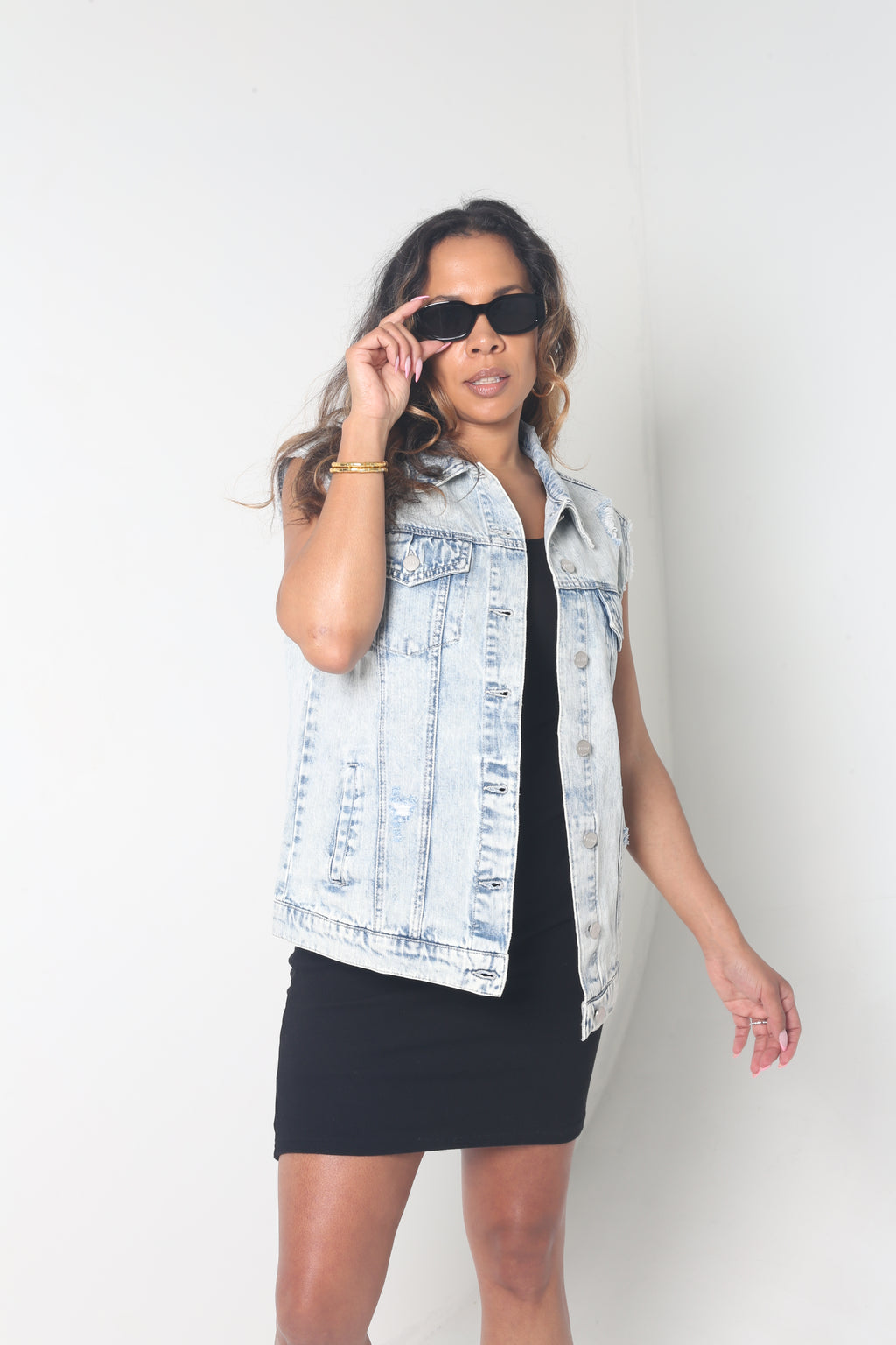 Vested Denim Jacket - MishMash Boutique