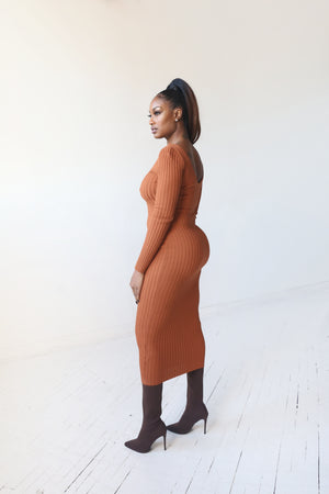 Ribbed Dress | Rust - MishMash Boutique