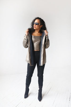 Leather Corset | Pewter - MishMash Boutique