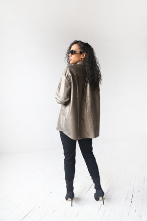 Leather Oversized Shirt - MishMash Boutique