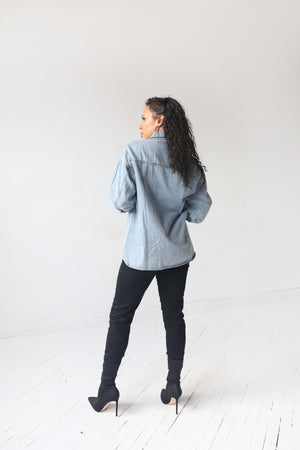 Embellished Denim Shirt - MishMash Boutique