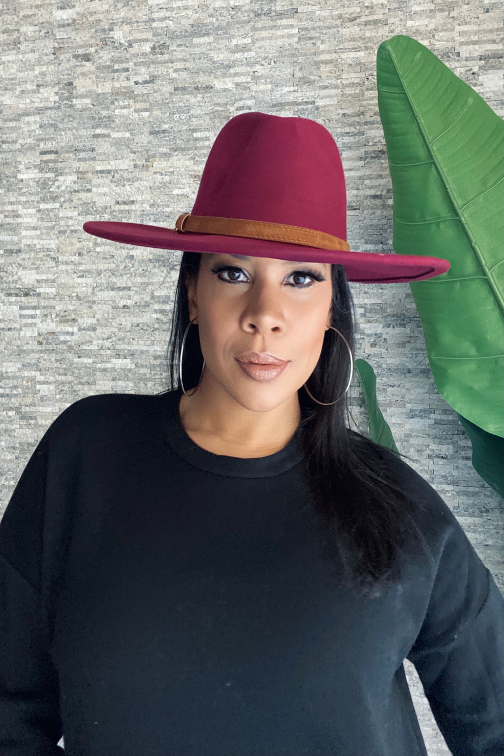 Skye Fedora Hat | Burgundy - MishMash Boutique