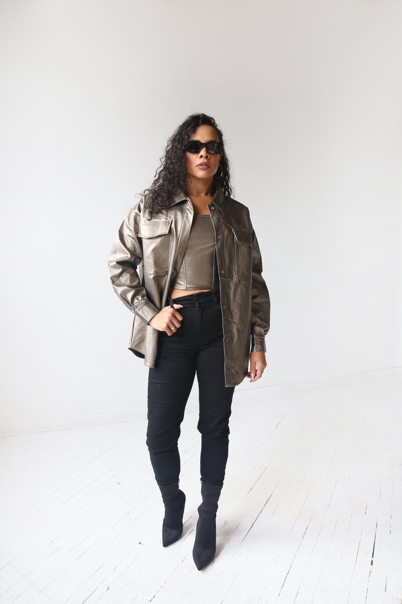 Leather Oversized Shirt - MishMash Boutique