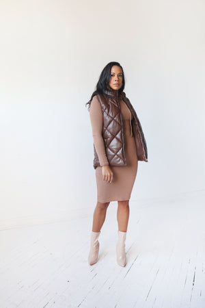 Puffed Vest | Brown - MishMash Boutique